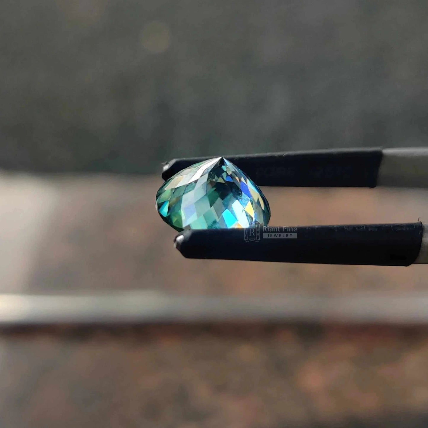 Antique Cyan Greenish Round Cut Loose Moissanite Diamond - Riant Fine Jewelry LLC