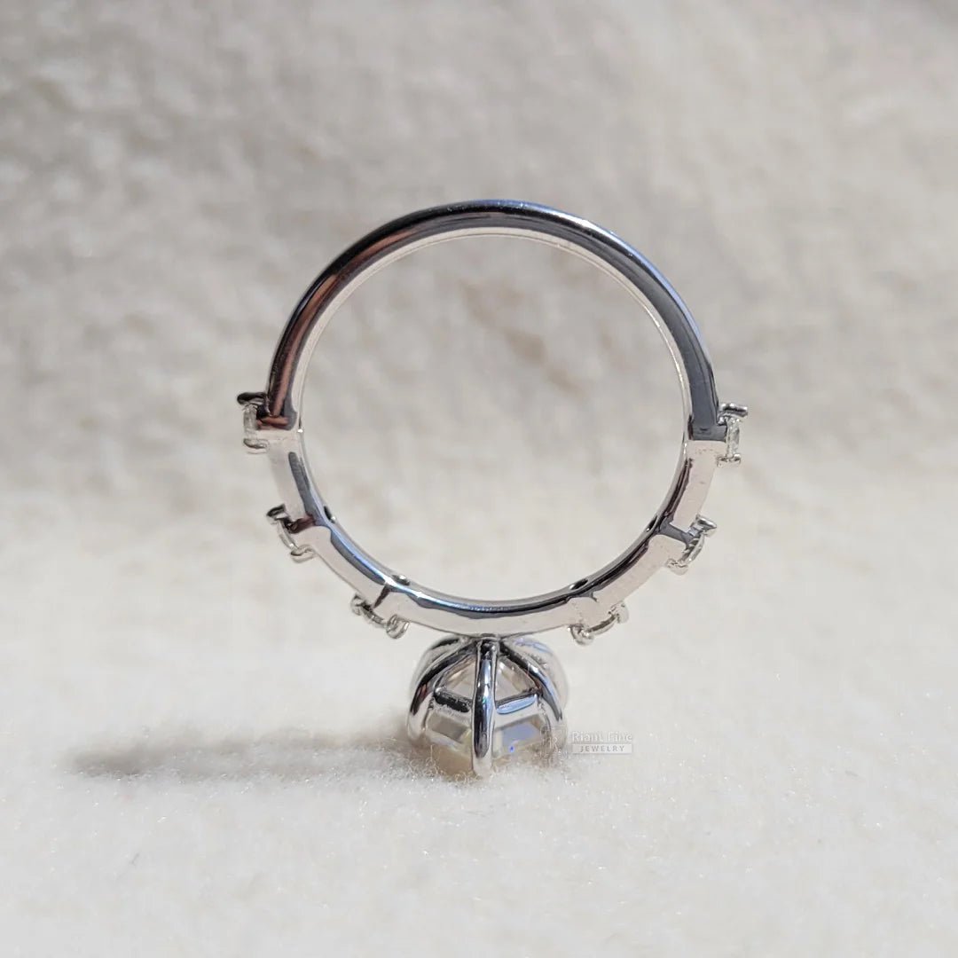 Antique Hexagon Diamond Gold Engagement Ring - Riant Fine Jewelry LLC