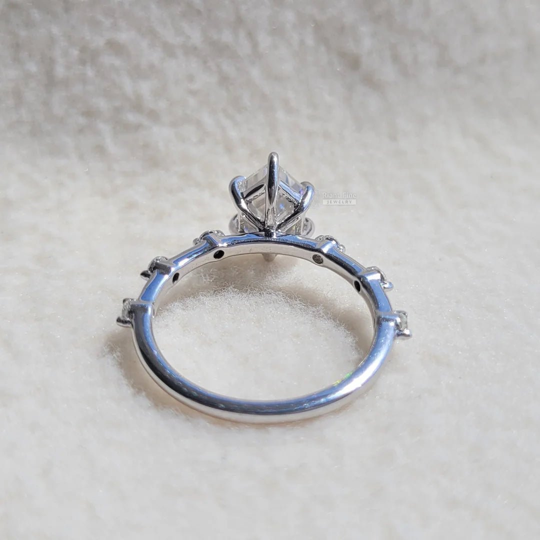 Antique Hexagon Diamond Gold Engagement Ring - Riant Fine Jewelry LLC