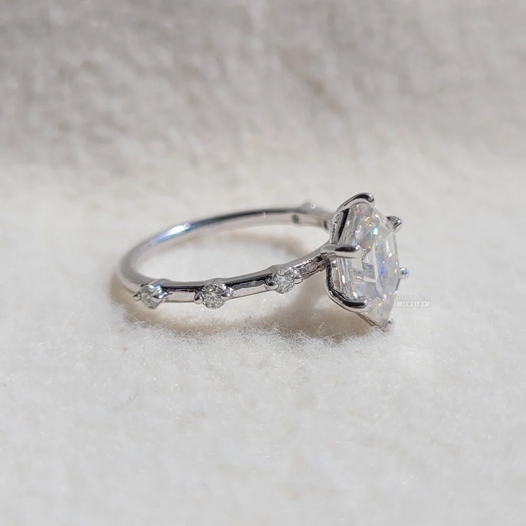 Antique Hexagon Diamond Gold Engagement Ring - Riant Fine Jewelry LLC