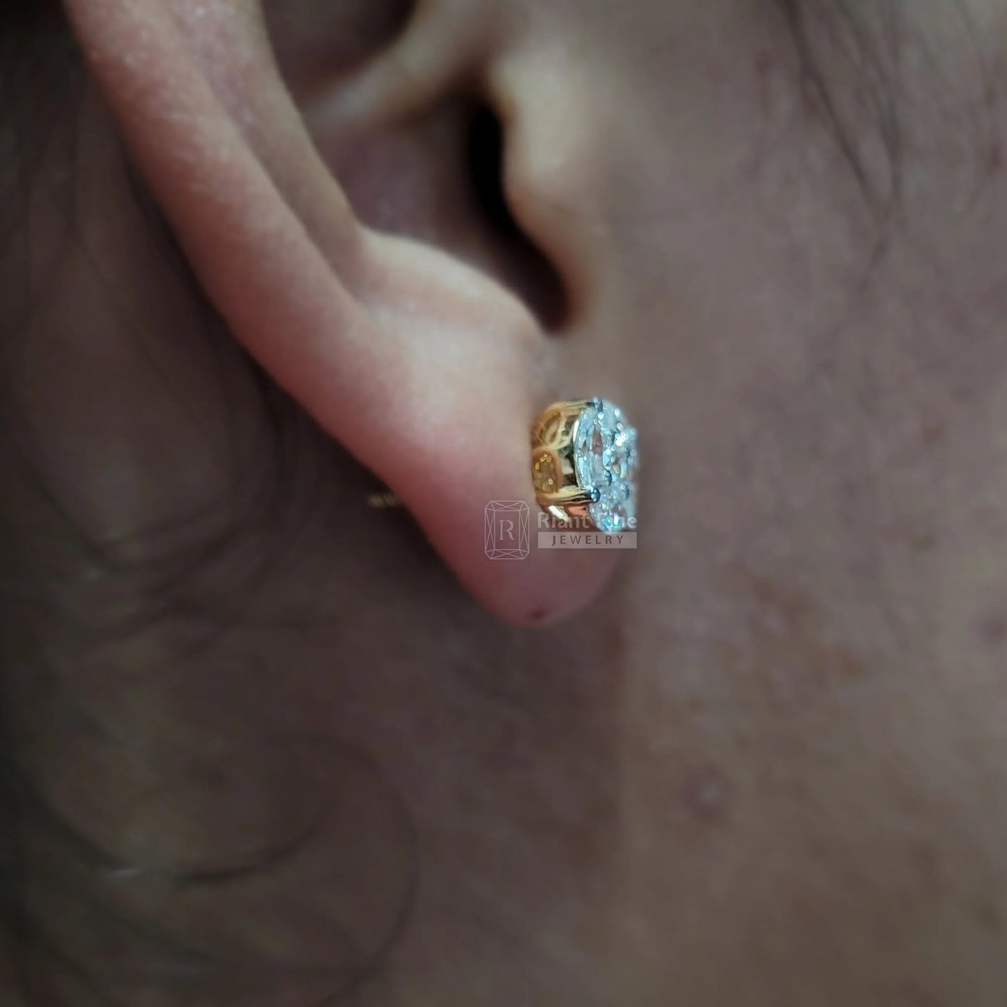 Antique Illusion Lab Grown Diamond Earrings in 18K Gold - Riant Fine Jewelry LLC