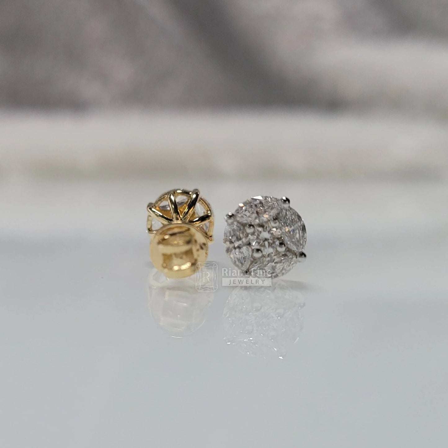 Antique Illusion Lab Grown Diamond Earrings in 18K Gold - Riant Fine Jewelry LLC