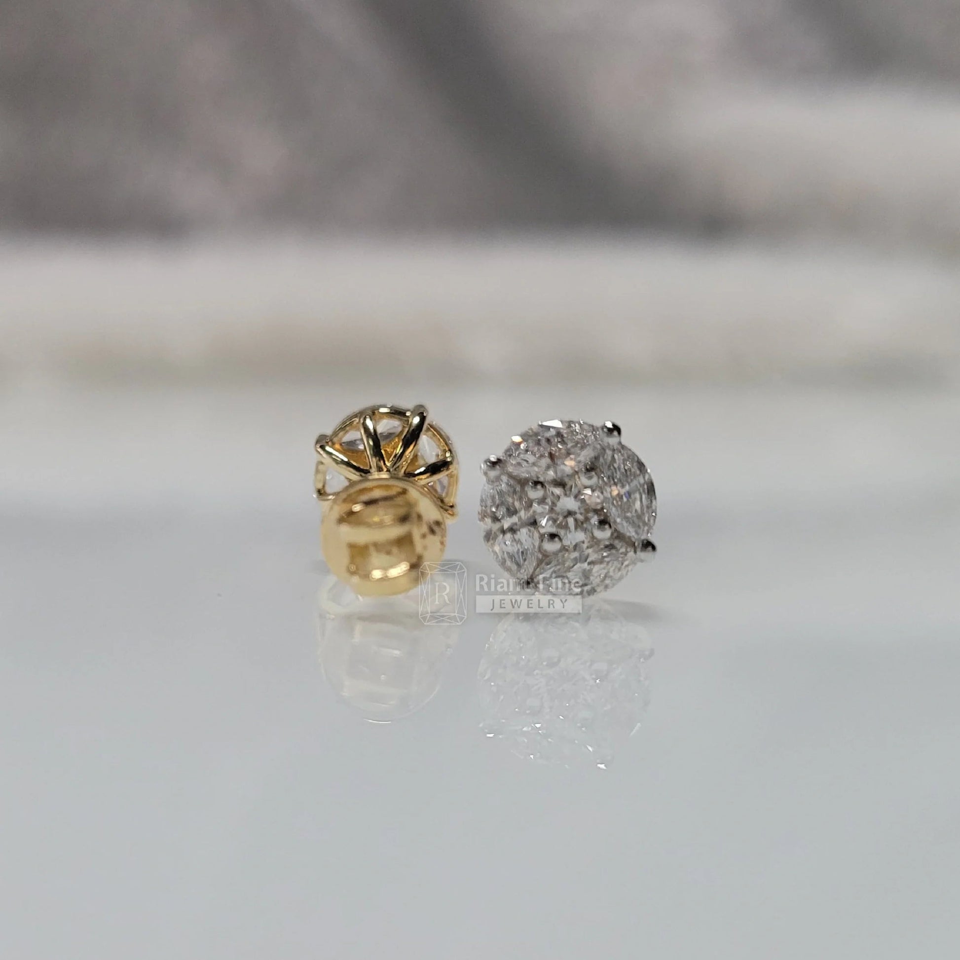 Antique Illusion Lab Grown Diamond Earrings in 18K Gold - Riant Fine Jewelry LLC