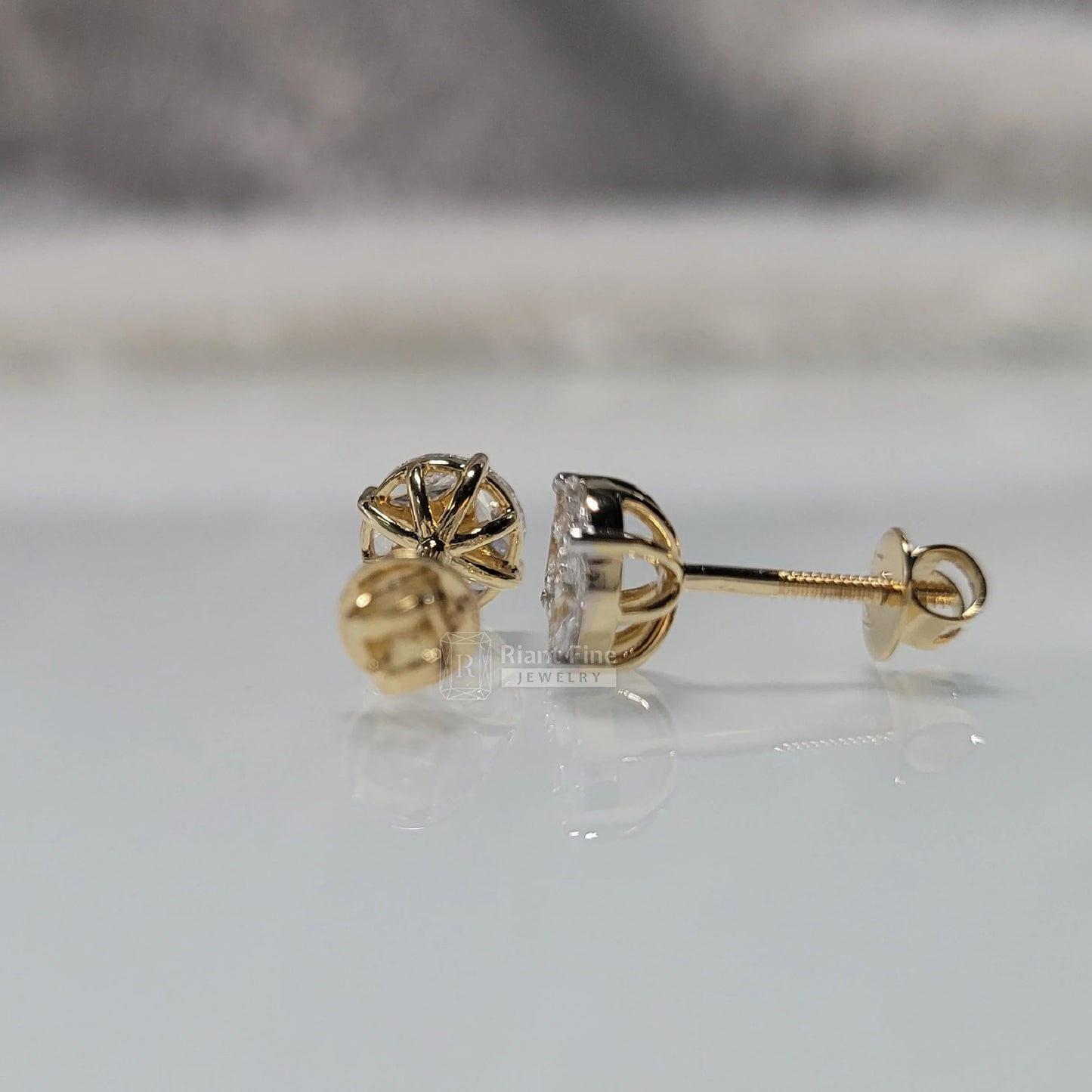 Antique Illusion Lab Grown Diamond Earrings in 18K Gold - Riant Fine Jewelry LLC