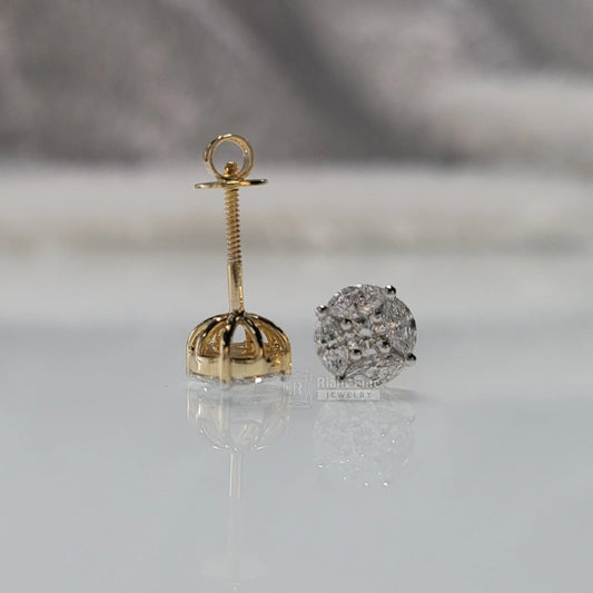 Antique Illusion Lab Grown Diamond Earrings in 18K Gold - Riant Fine Jewelry LLC