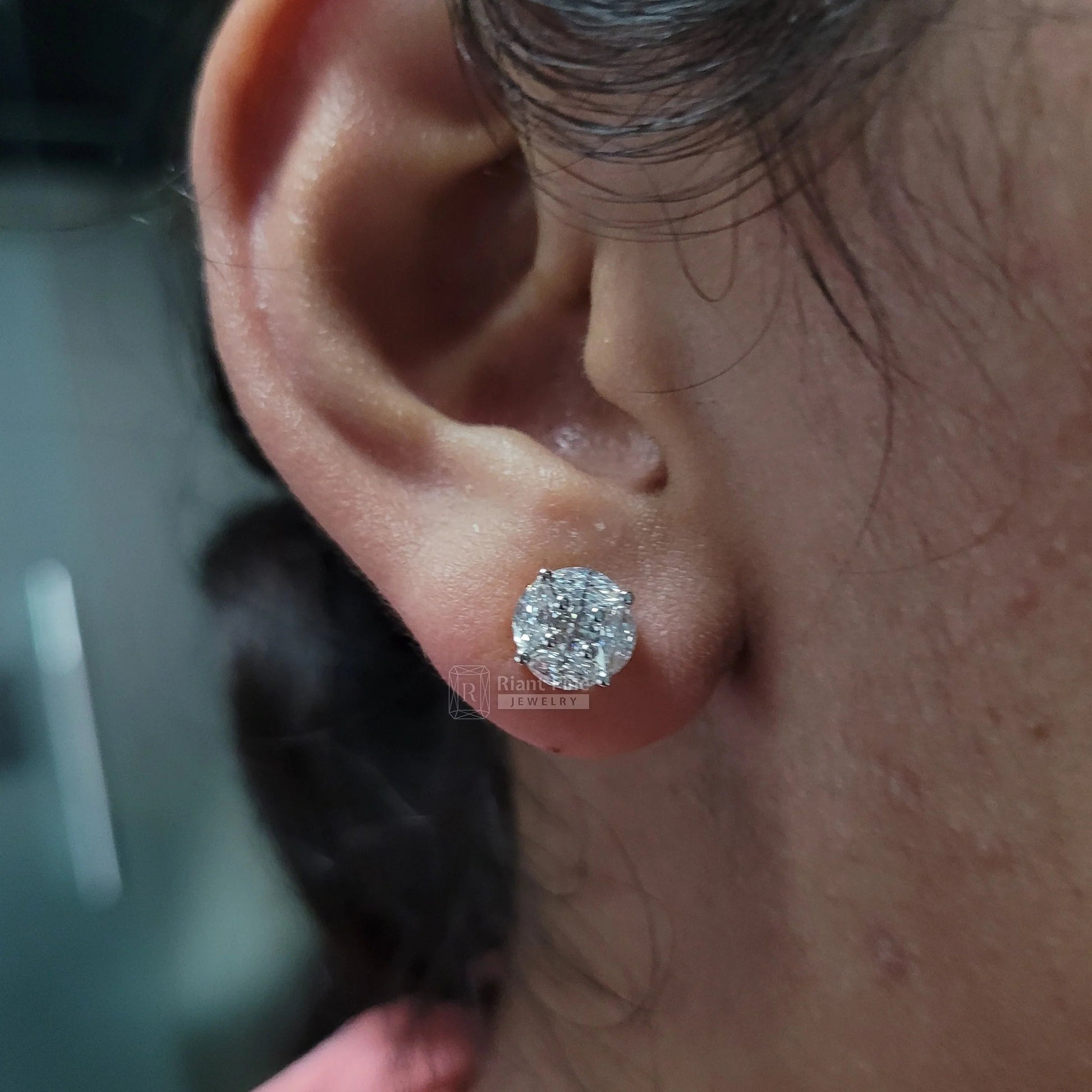 Antique Illusion Lab Grown Diamond Earrings in 18K Gold - Riant Fine Jewelry LLC