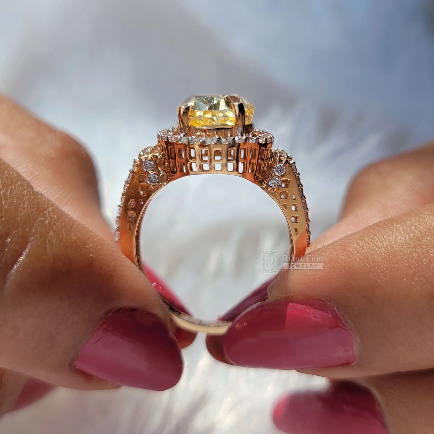 unique setting best engagement rings in 14k rose gold