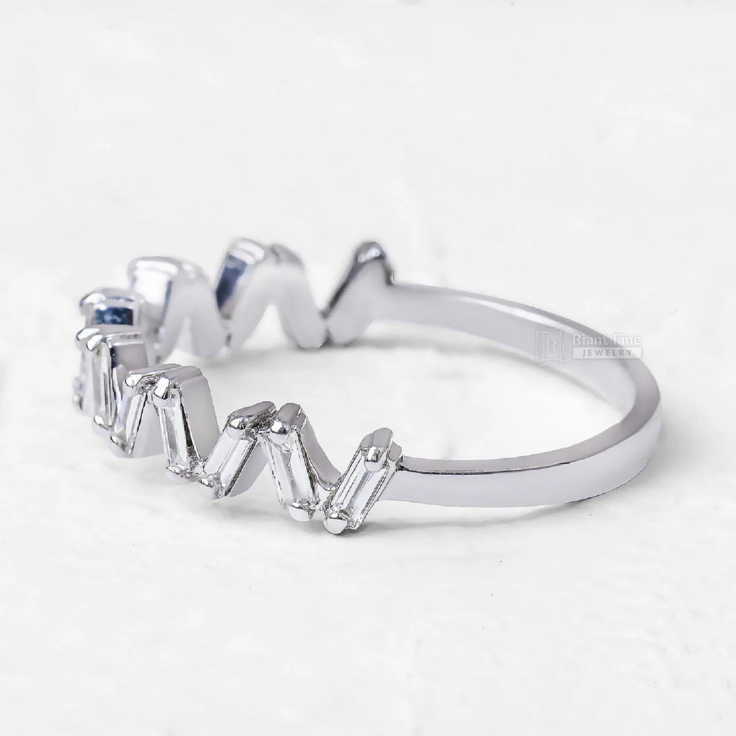 Baguette Lab Grown Diamond Half Eternity Wedding Band - Riant Fine Jewelry LLC