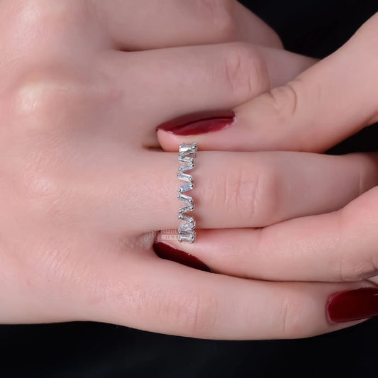 Baguette Lab Grown Diamond Half Eternity Wedding Band - Riant Fine Jewelry LLC