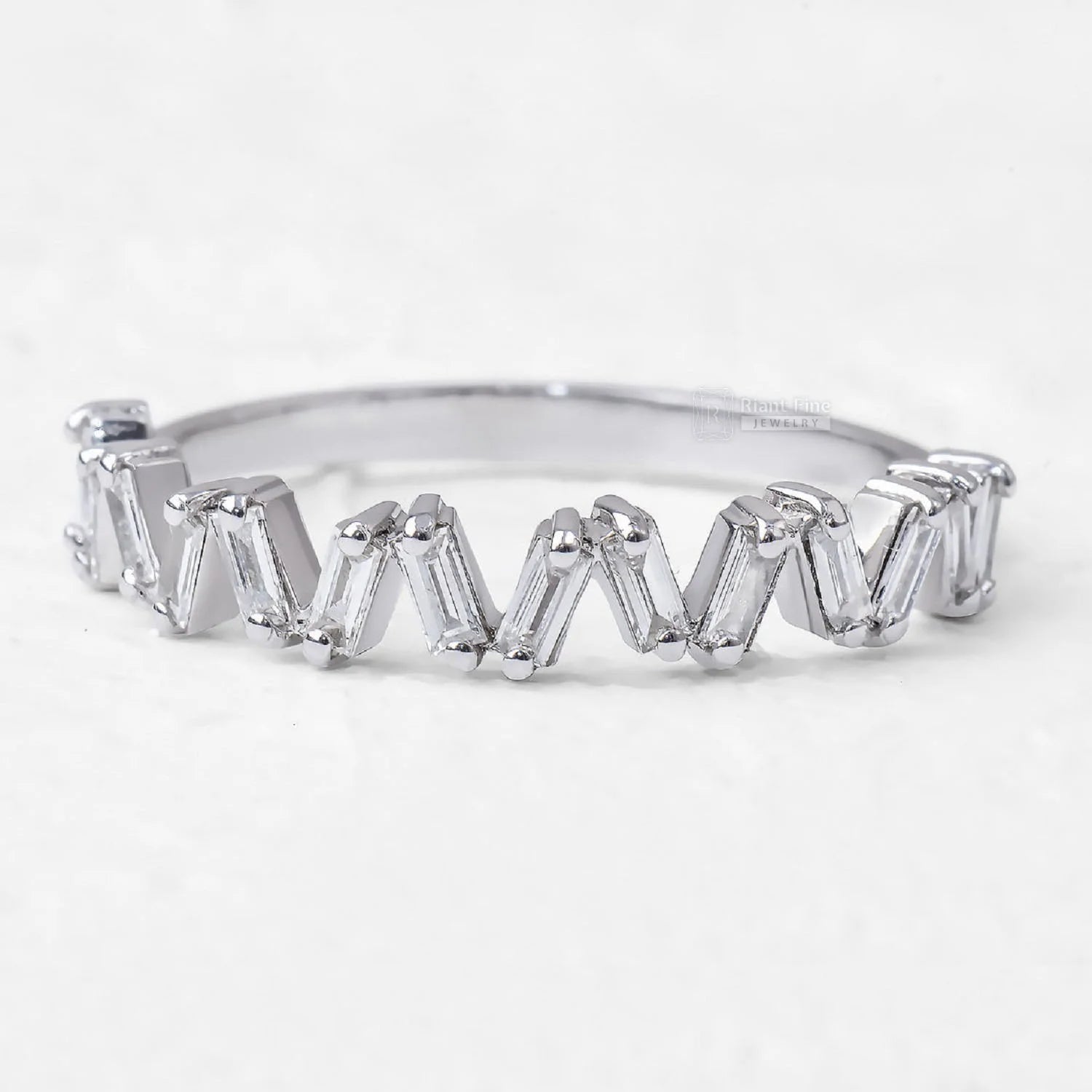 Baguette Lab Grown Diamond Half Eternity Wedding Band - Riant Fine Jewelry LLC