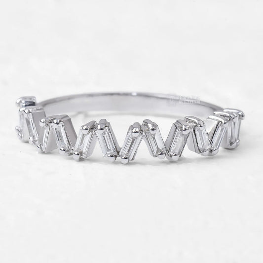 Baguette Lab Grown Diamond Half Eternity Wedding Band - Riant Fine Jewelry LLC
