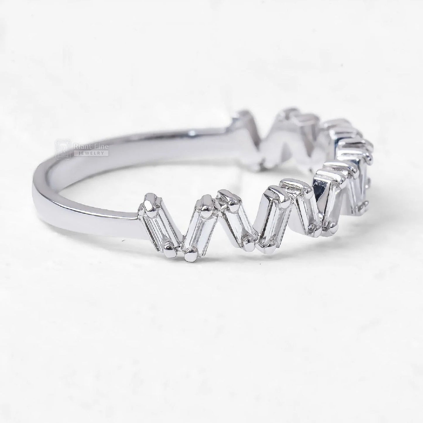 Baguette Lab Grown Diamond Half Eternity Wedding Band - Riant Fine Jewelry LLC