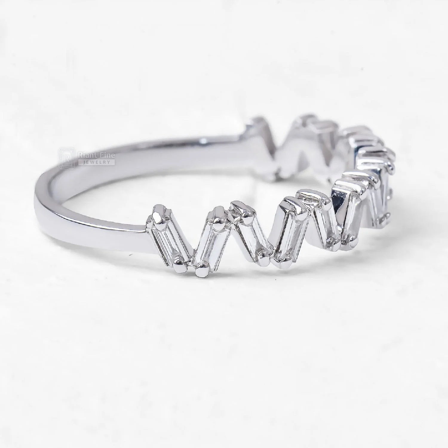 Baguette Lab Grown Diamond Half Eternity Wedding Band - Riant Fine Jewelry LLC