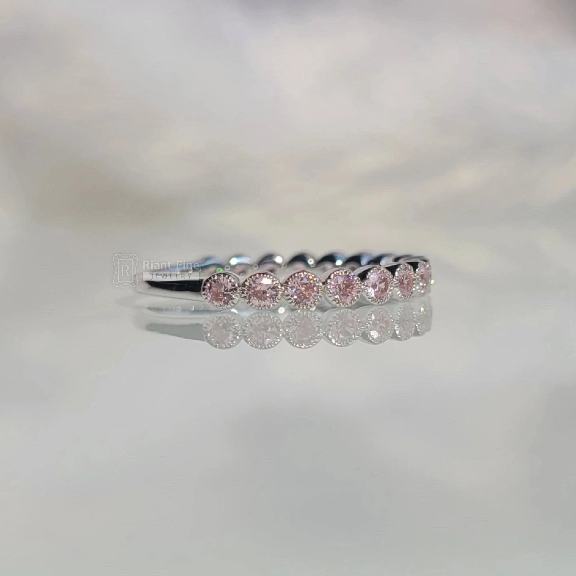Barbie Pink Sapphire Eternity Wedding Band for Women - Riant Fine Jewelry LLC