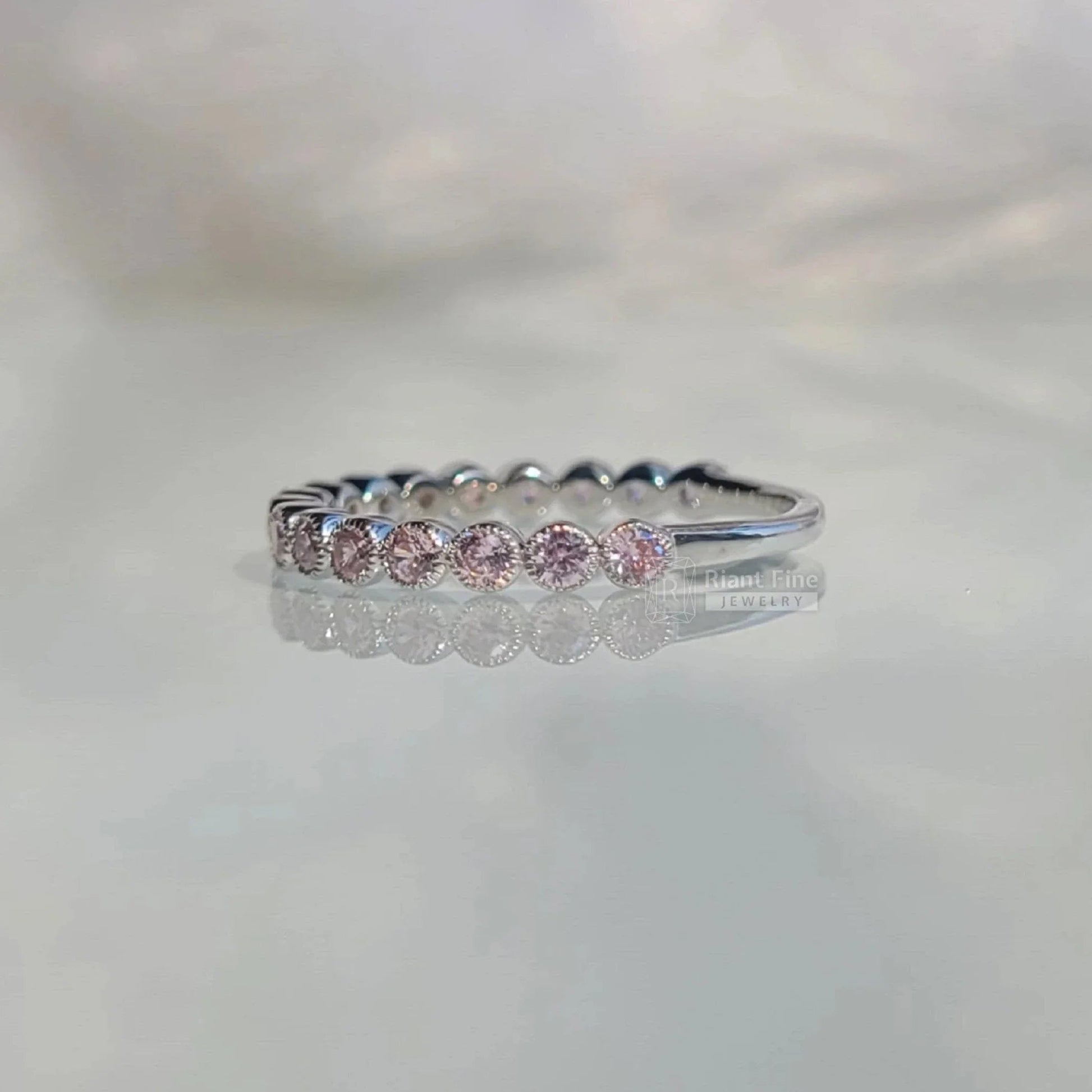 Barbie Pink Sapphire Eternity Wedding Band for Women - Riant Fine Jewelry LLC