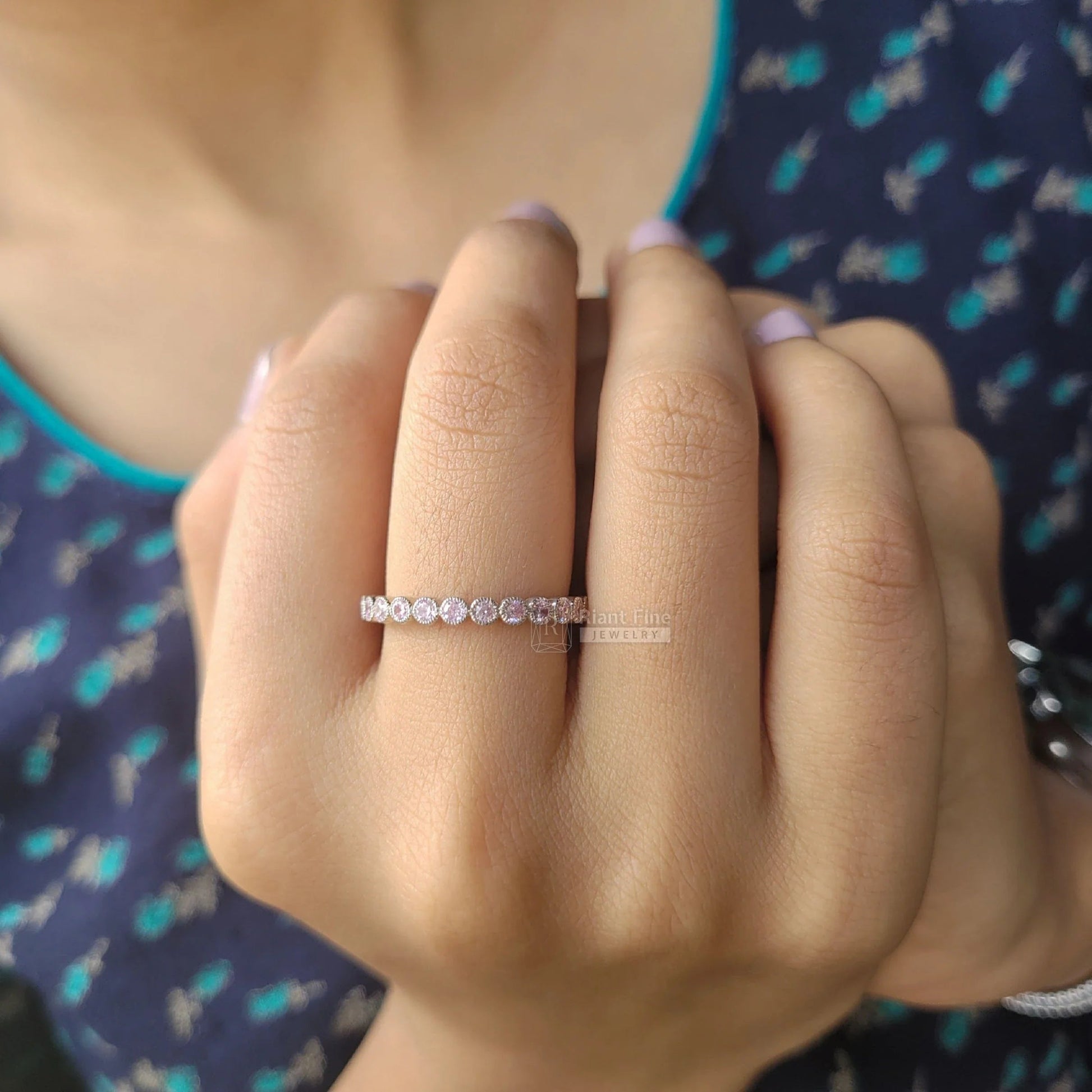 Barbie Pink Sapphire Eternity Wedding Band for Women - Riant Fine Jewelry LLC