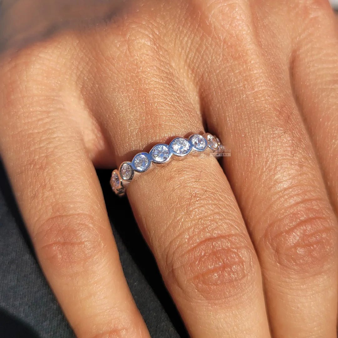 Bezel Round Lab Grown Diamond Eternity Band - Riant Fine Jewelry LLC