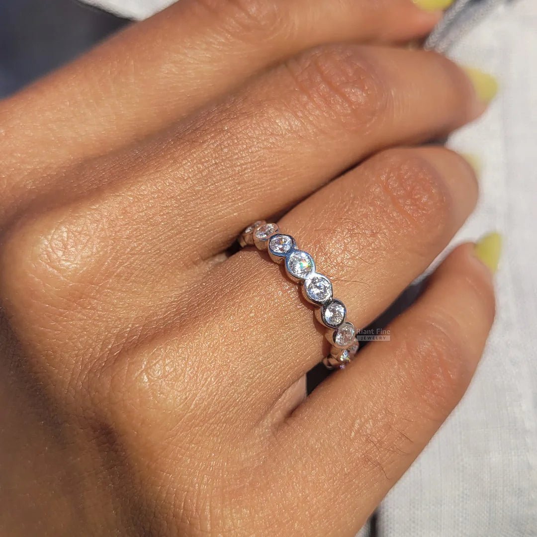 Bezel Round Lab Grown Diamond Eternity Band - Riant Fine Jewelry LLC