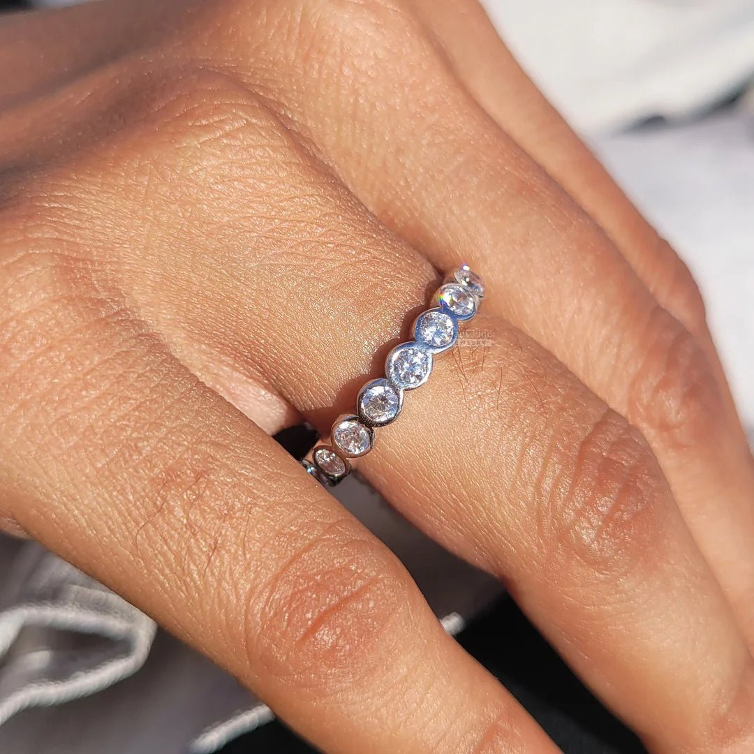 Bezel Round Lab Grown Diamond Eternity Band - Riant Fine Jewelry LLC