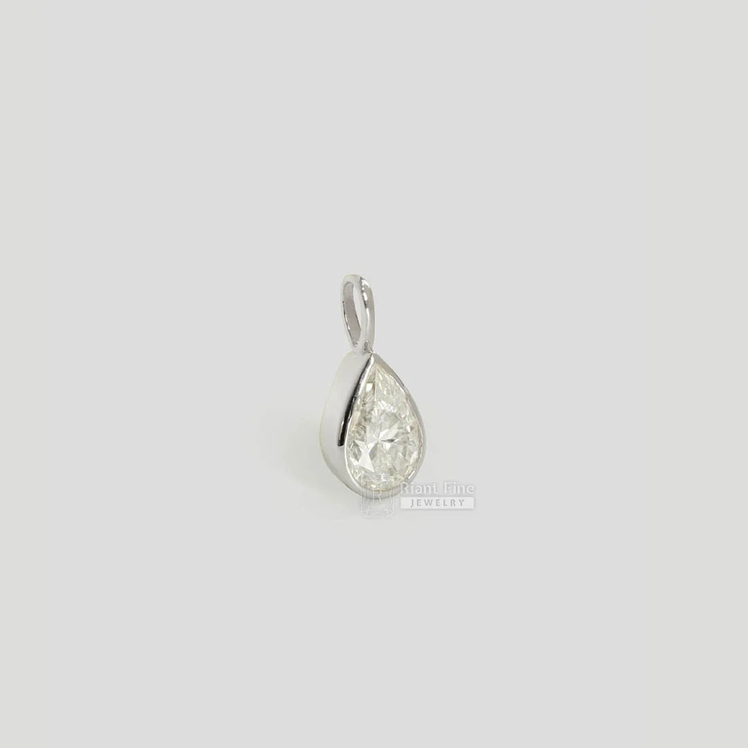 14K White Gold Moissanite Pendant