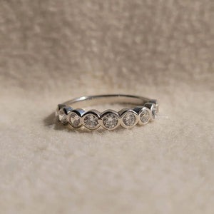 Bezel Set Round Diamond Half Eternity Wedding Band