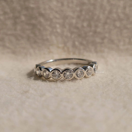 Bezel Set Round Diamond Half Eternity Wedding Band - Riant Fine Jewelry
