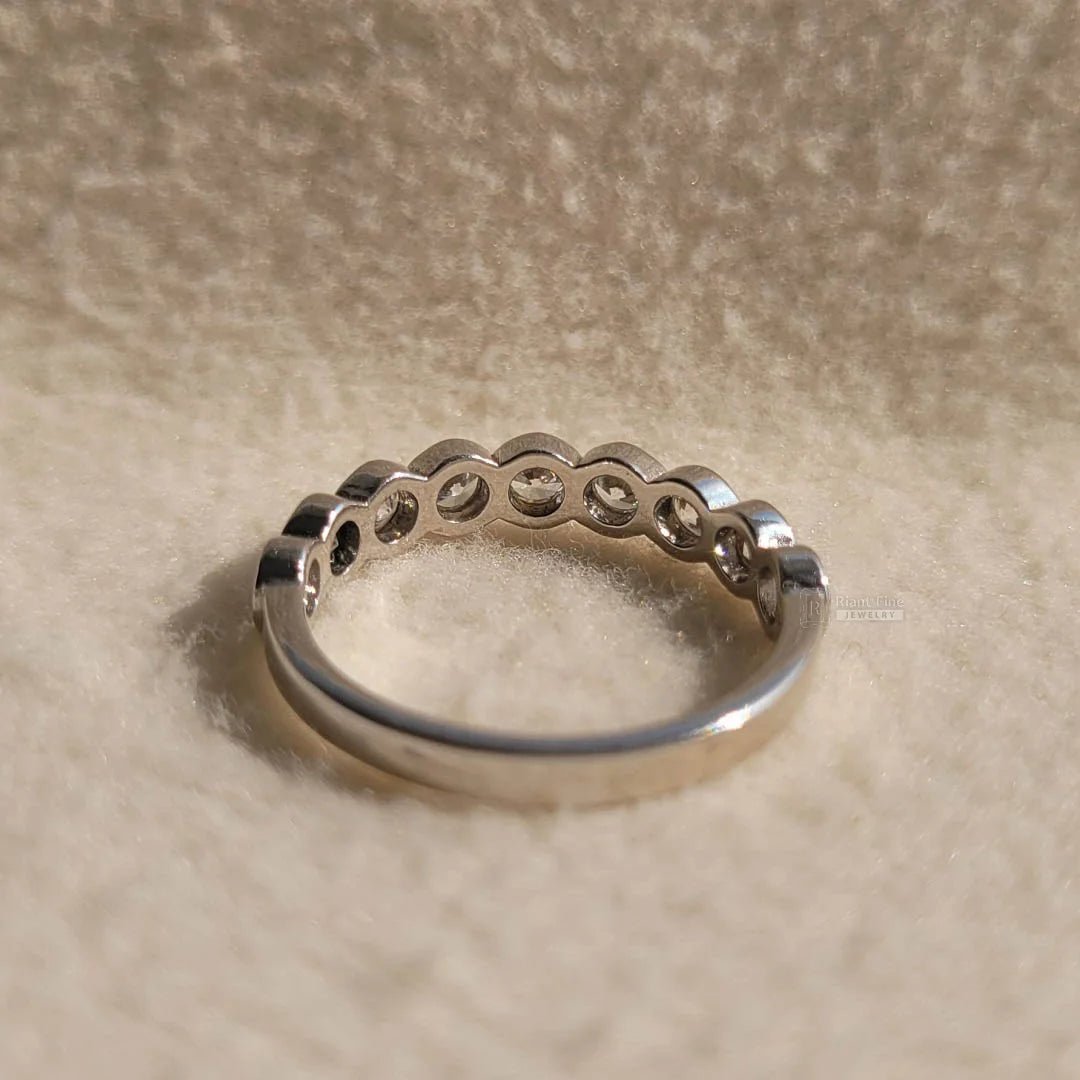 Bezel Set Round Diamond Half Eternity Wedding Band - Riant Fine Jewelry