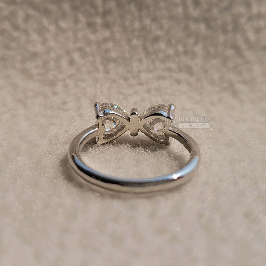 Bow Style Heart Shaped Engagement Ring In 14K Gold - Riant Fine Jewelry