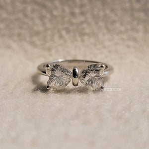 Bow Style Heart Shaped Engagement Ring In 14K Gold