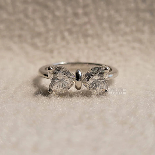 Bow Style Heart Shaped Engagement Ring In 14K Gold - Riant Fine Jewelry