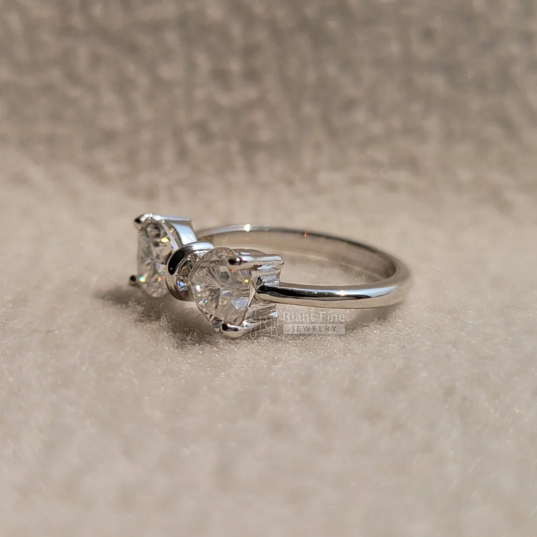 Bow Style Heart Shaped Engagement Ring In 14K Gold - Riant Fine Jewelry