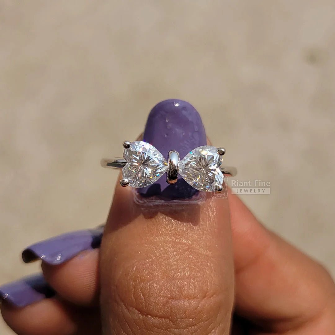 Bow Style Heart Shaped Engagement Ring In 14K Gold - Riant Fine Jewelry