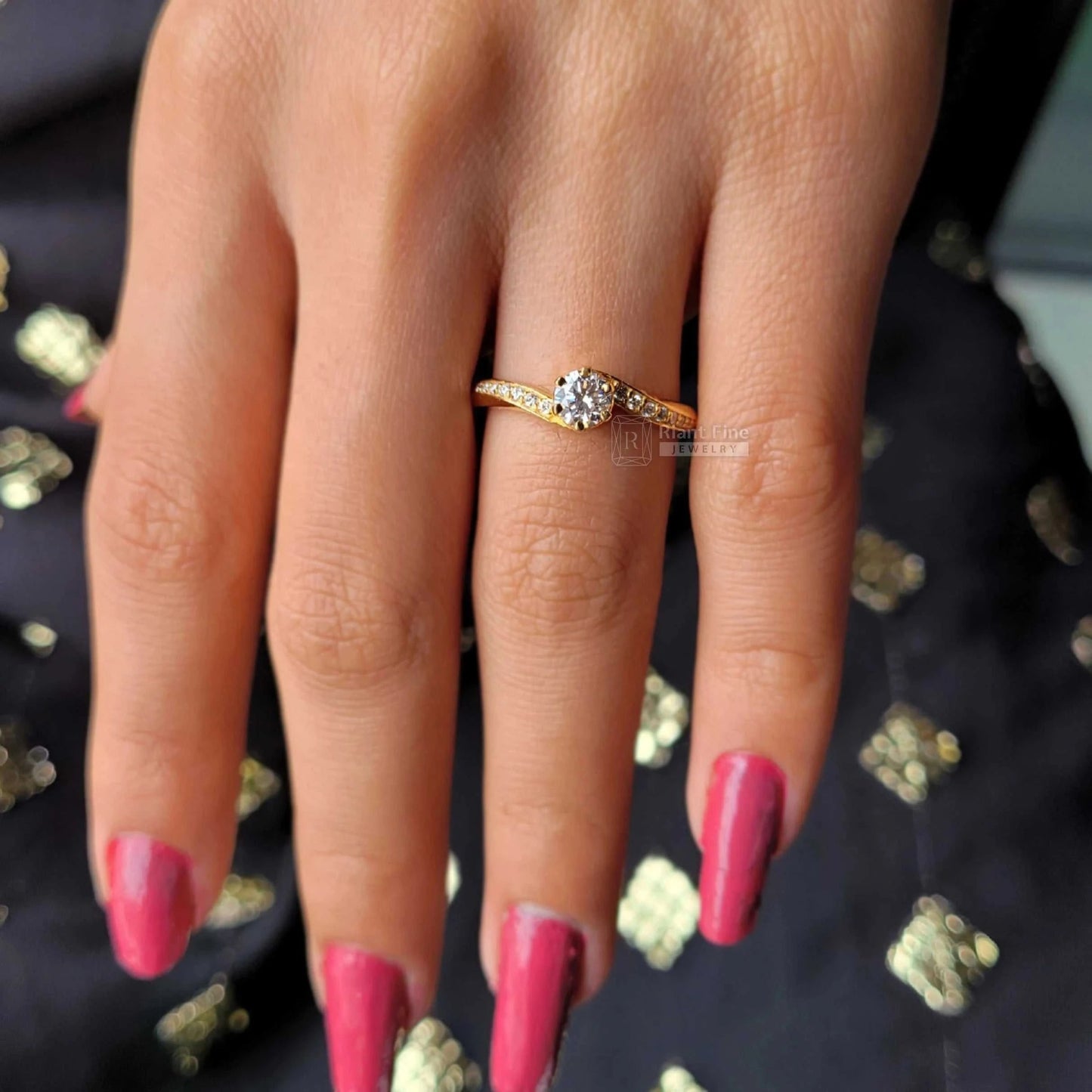 Bypass Shank Round Cut Lab Diamond Engagement Rings - Riant Fine Jewelry LLC