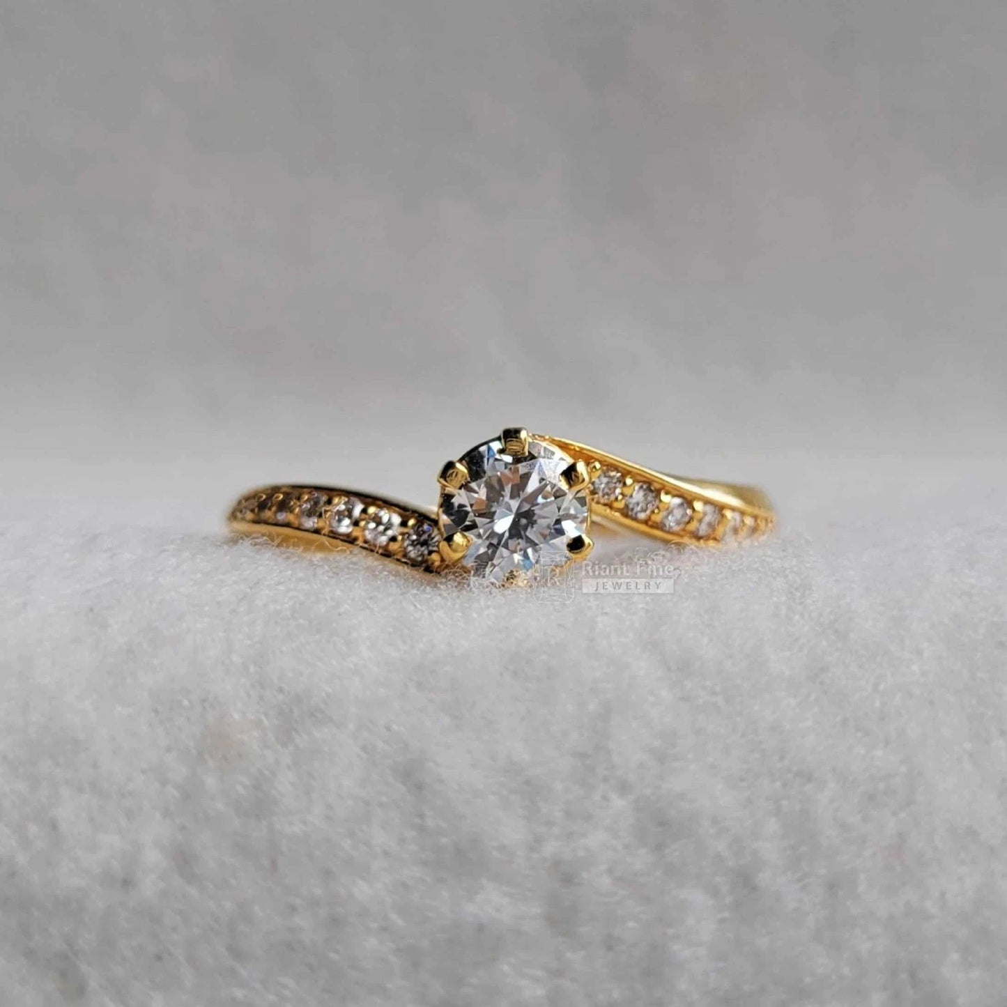 Bypass Shank Round Cut Lab Diamond Engagement Rings - Riant Fine Jewelry LLC