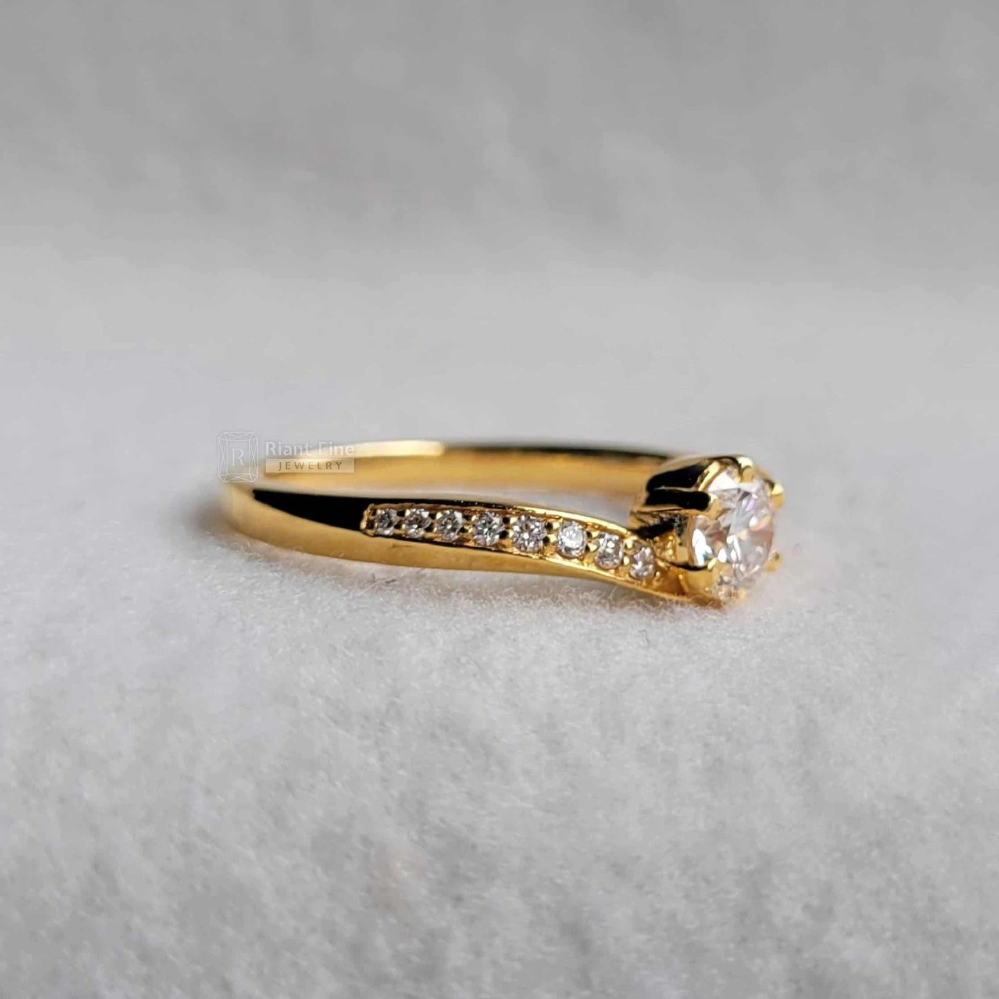 Bypass Shank Round Cut Lab Diamond Engagement Rings - Riant Fine Jewelry LLC