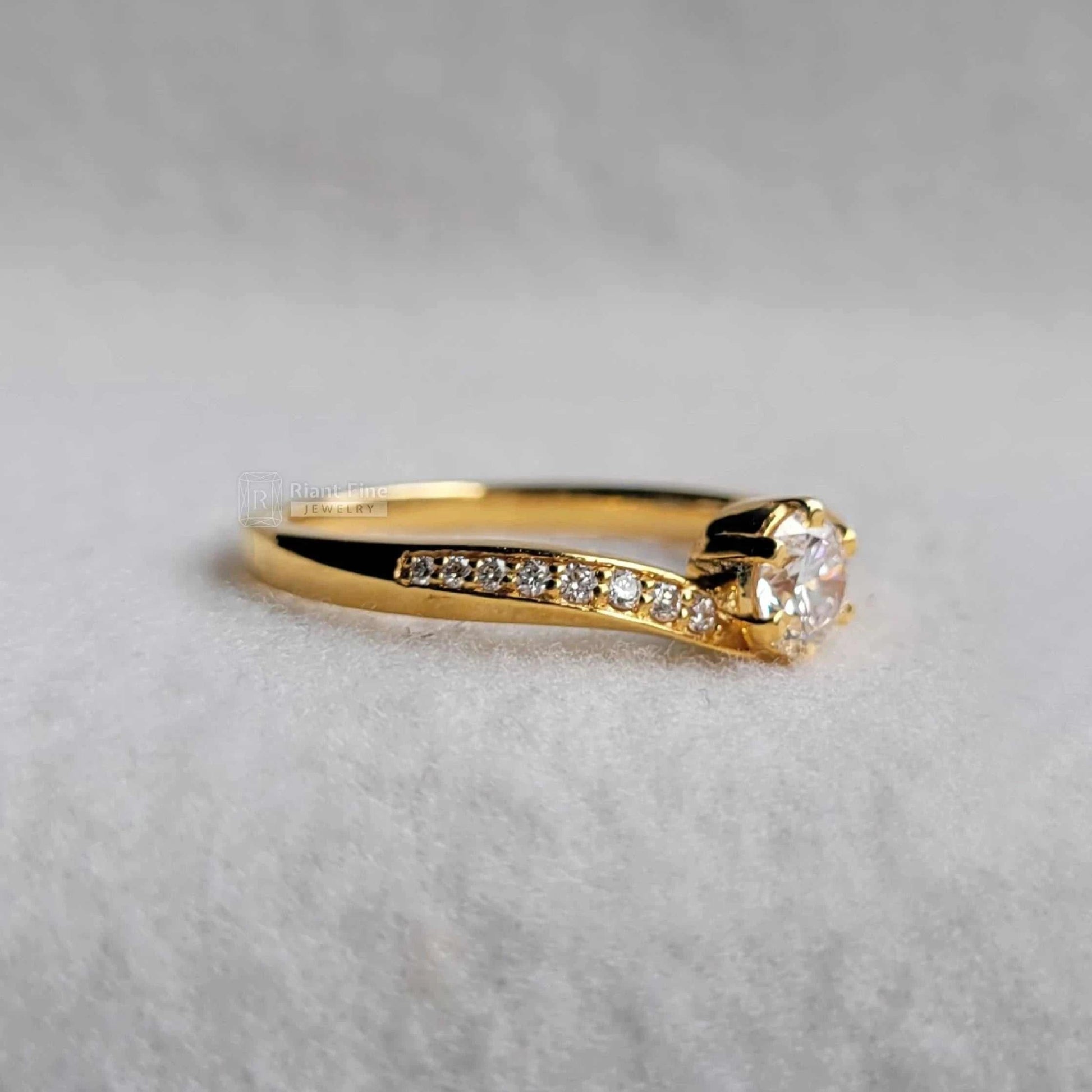 Bypass Shank Round Cut Lab Diamond Engagement Rings - Riant Fine Jewelry LLC