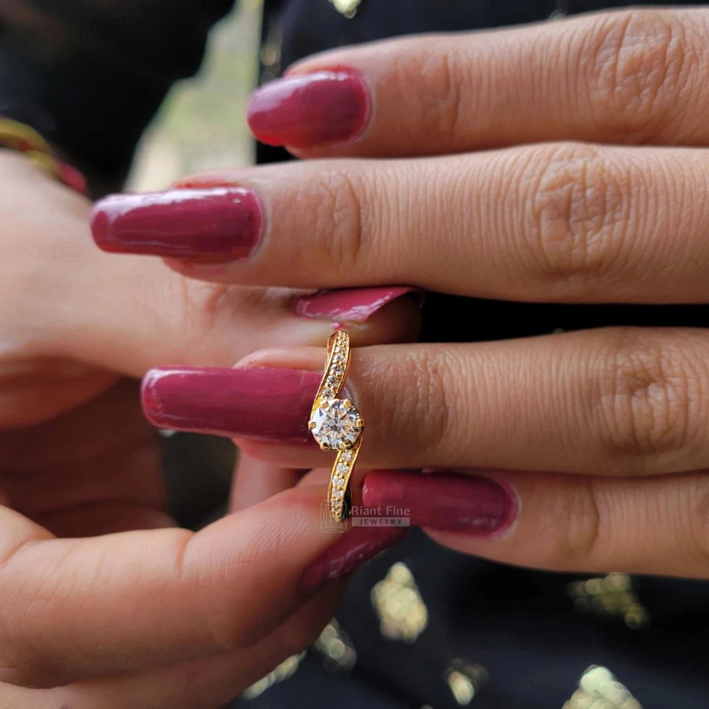 Bypass Shank Round Cut Lab Diamond Engagement Rings - Riant Fine Jewelry LLC