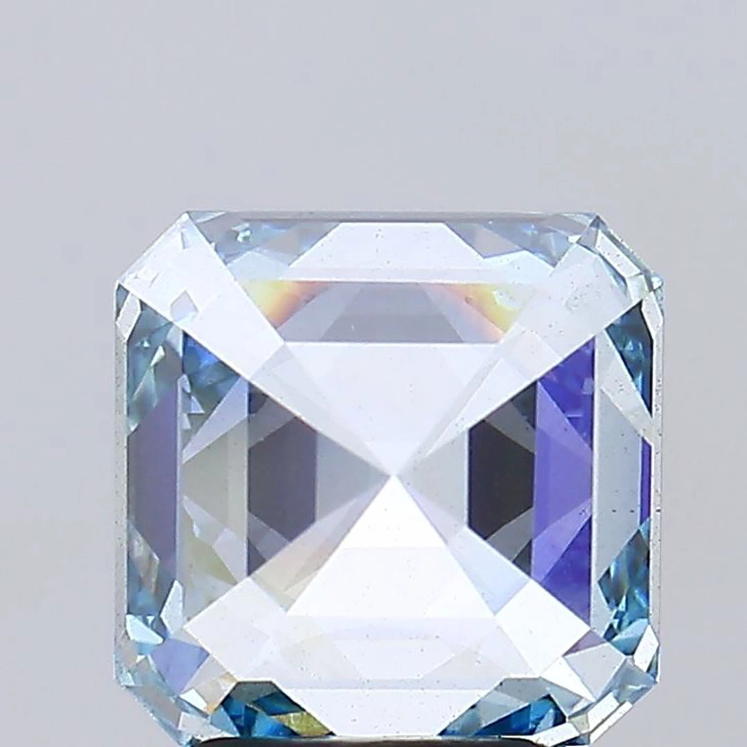 3.27 Ct Fancy Intense Blue Asscher Lab Grown Diamond Back