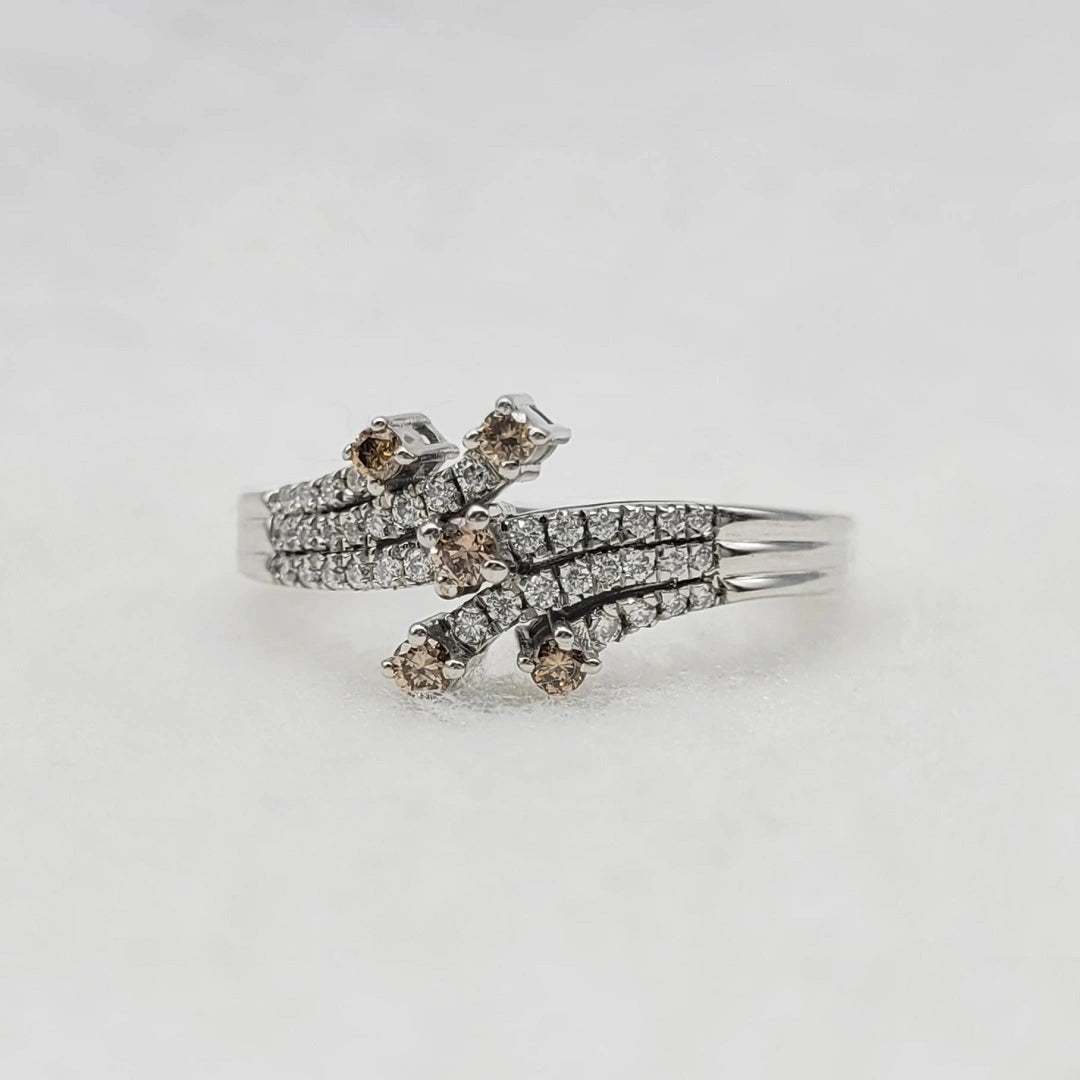 Champagne Lab Grown Diamond Engagement Ring in 14K White Gold - Riant Fine Jewelry LLC
