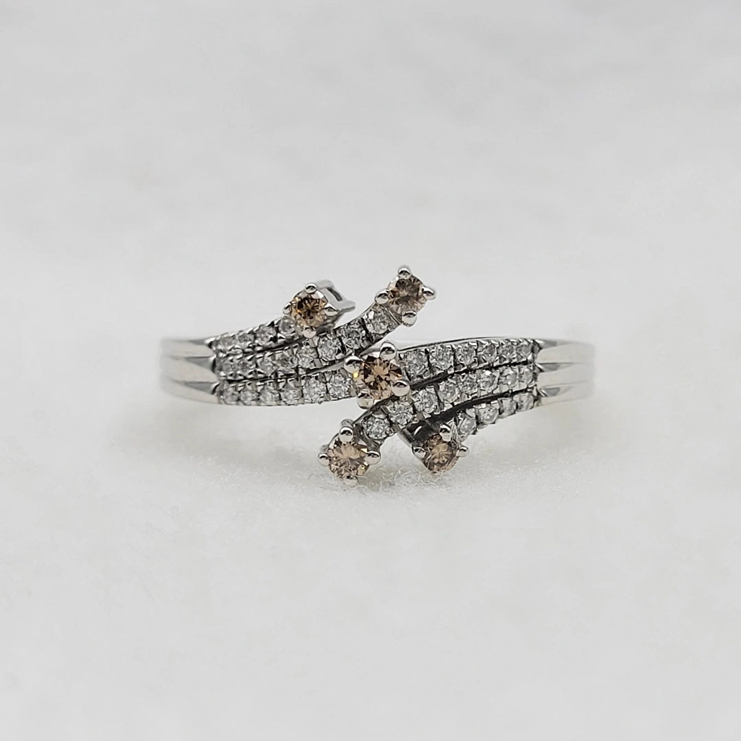 Champagne Lab Grown Diamond Engagement Ring in 14K White Gold - Riant Fine Jewelry LLC