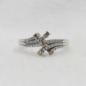 Champagne Lab Grown Diamond Engagement Ring in 14K White Gold