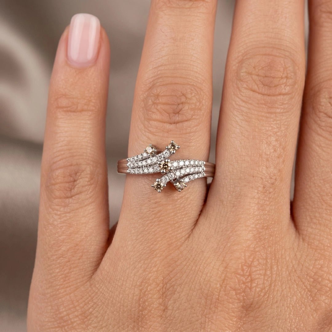 Champagne Lab Grown Diamond Engagement Ring in 14K White Gold - Riant Fine Jewelry LLC
