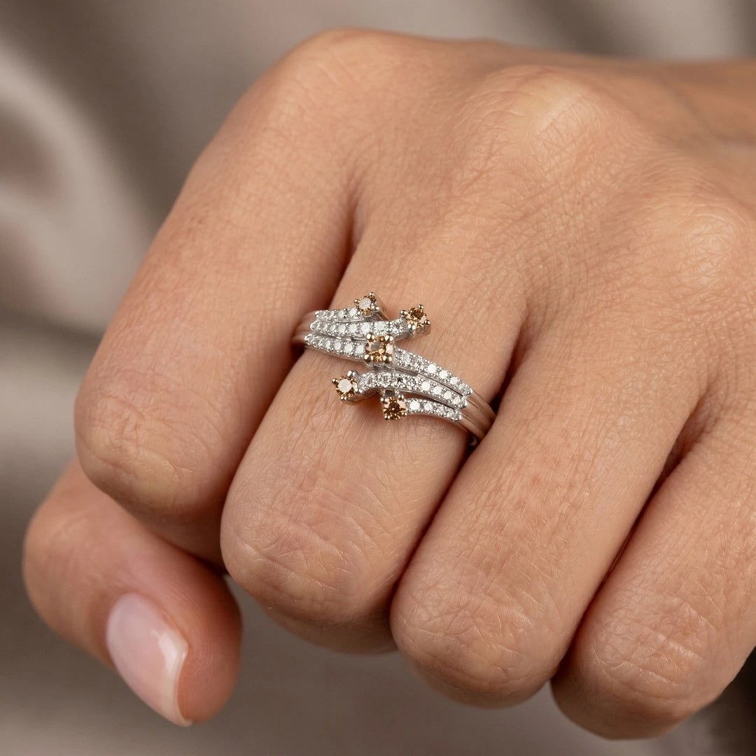 Champagne Lab Grown Diamond Engagement Ring in 14K White Gold - Riant Fine Jewelry LLC