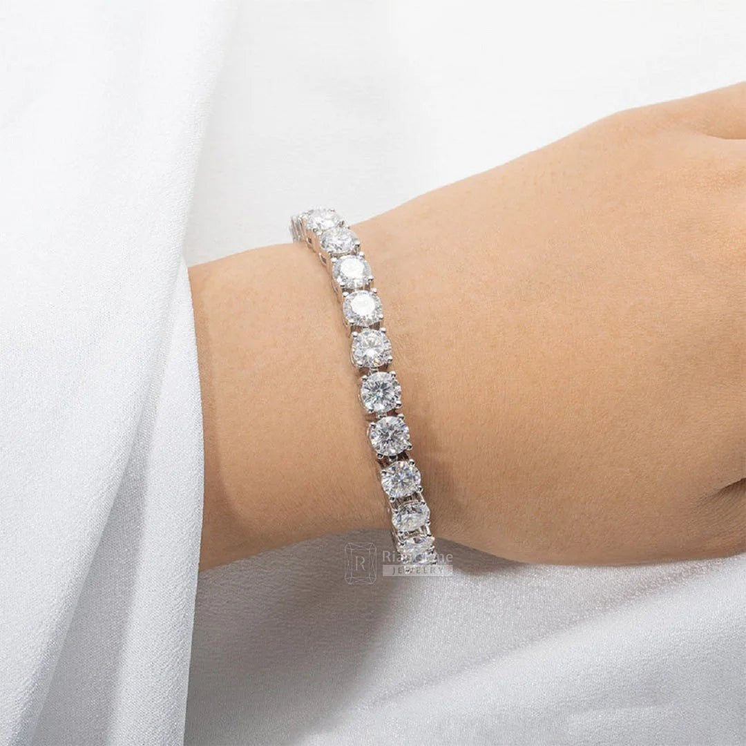 Classic Round Cut Moissanite Diamond Tennis Bracelet - Riant Fine Jewelry LLC