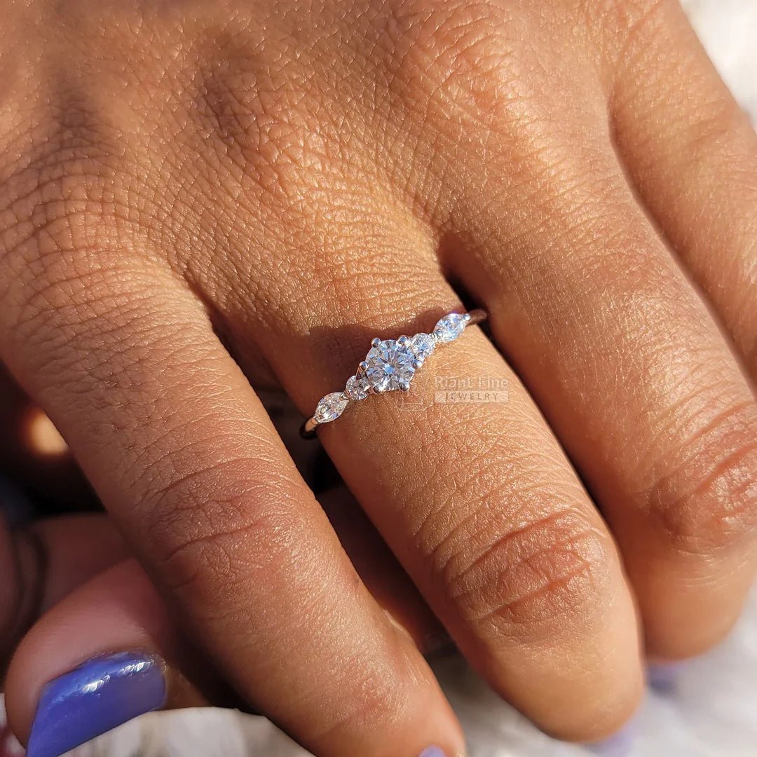 Classic Round Diamond White Gold Dainty Promise Ring - Riant Fine Jewelry