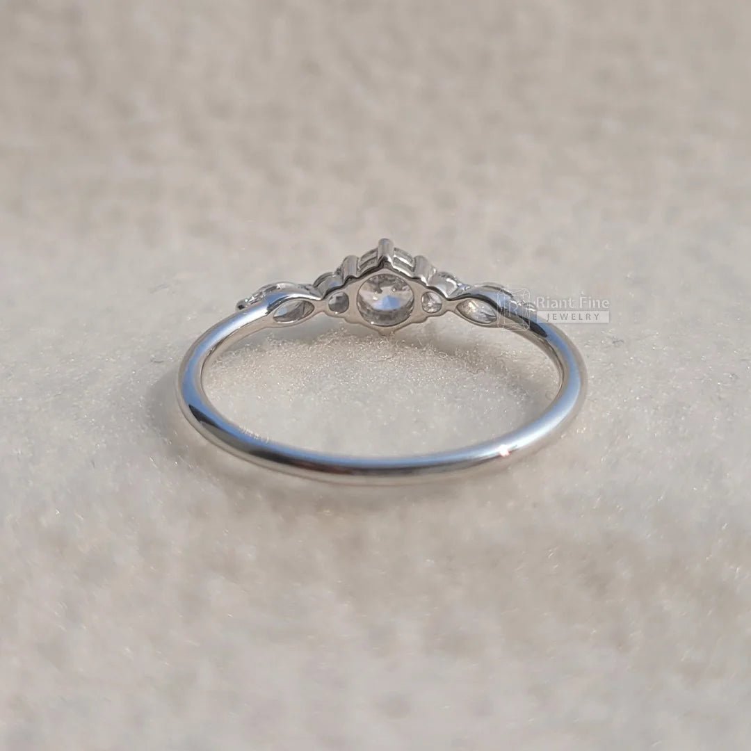 Classic Round Diamond White Gold Dainty Promise Ring - Riant Fine Jewelry