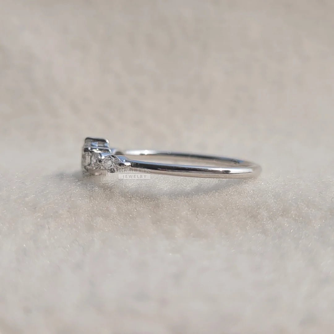 Classic Round Diamond White Gold Dainty Promise Ring - Riant Fine Jewelry