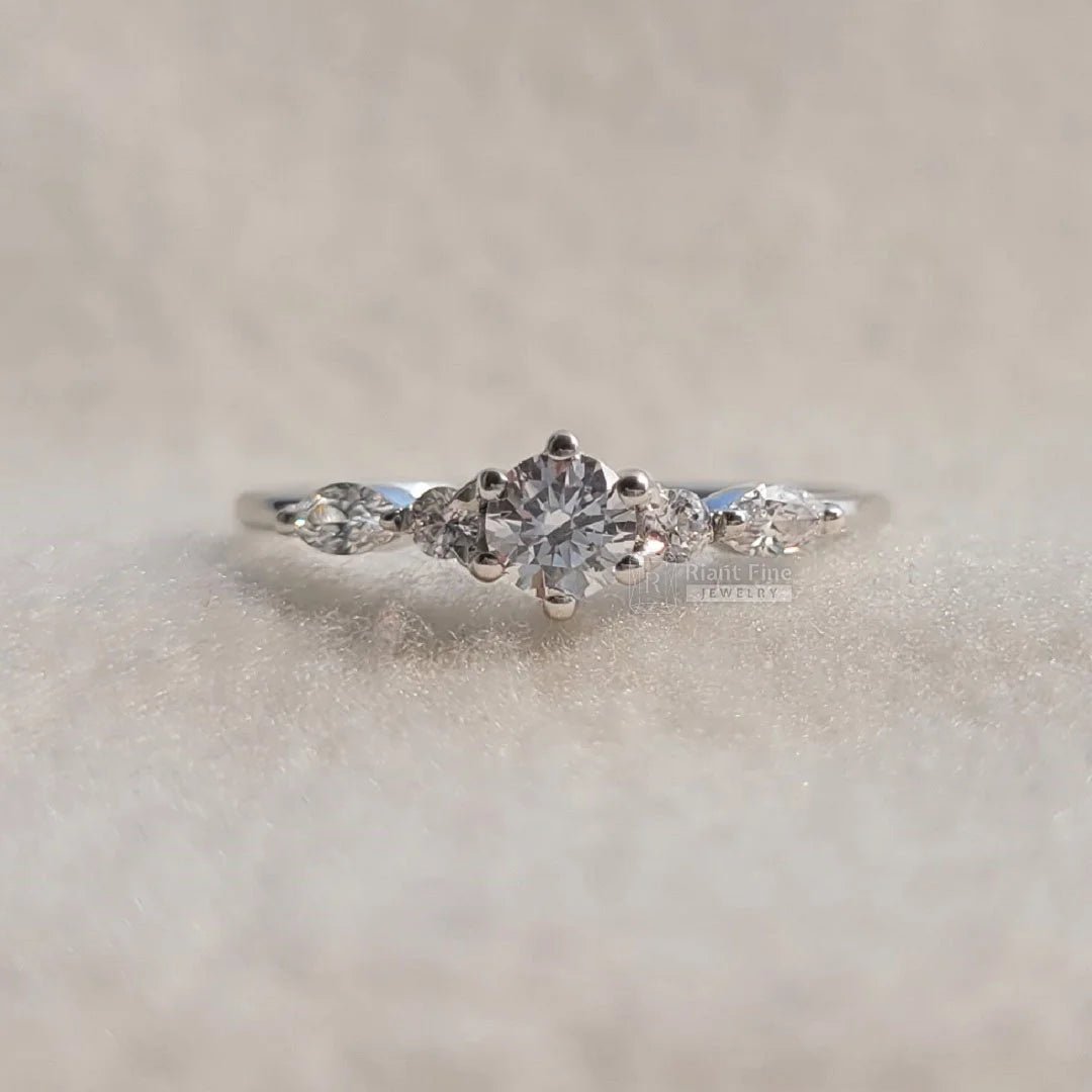 Classic Round Diamond White Gold Dainty Promise Ring - Riant Fine Jewelry