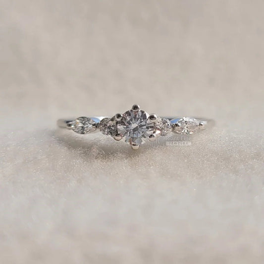 Classic Round Diamond White Gold Dainty Promise Ring - Riant Fine Jewelry