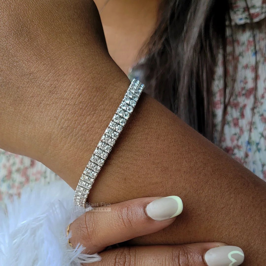 Classic Round Lab Grown Diamond Double Row Bracelet - Riant Fine Jewelry